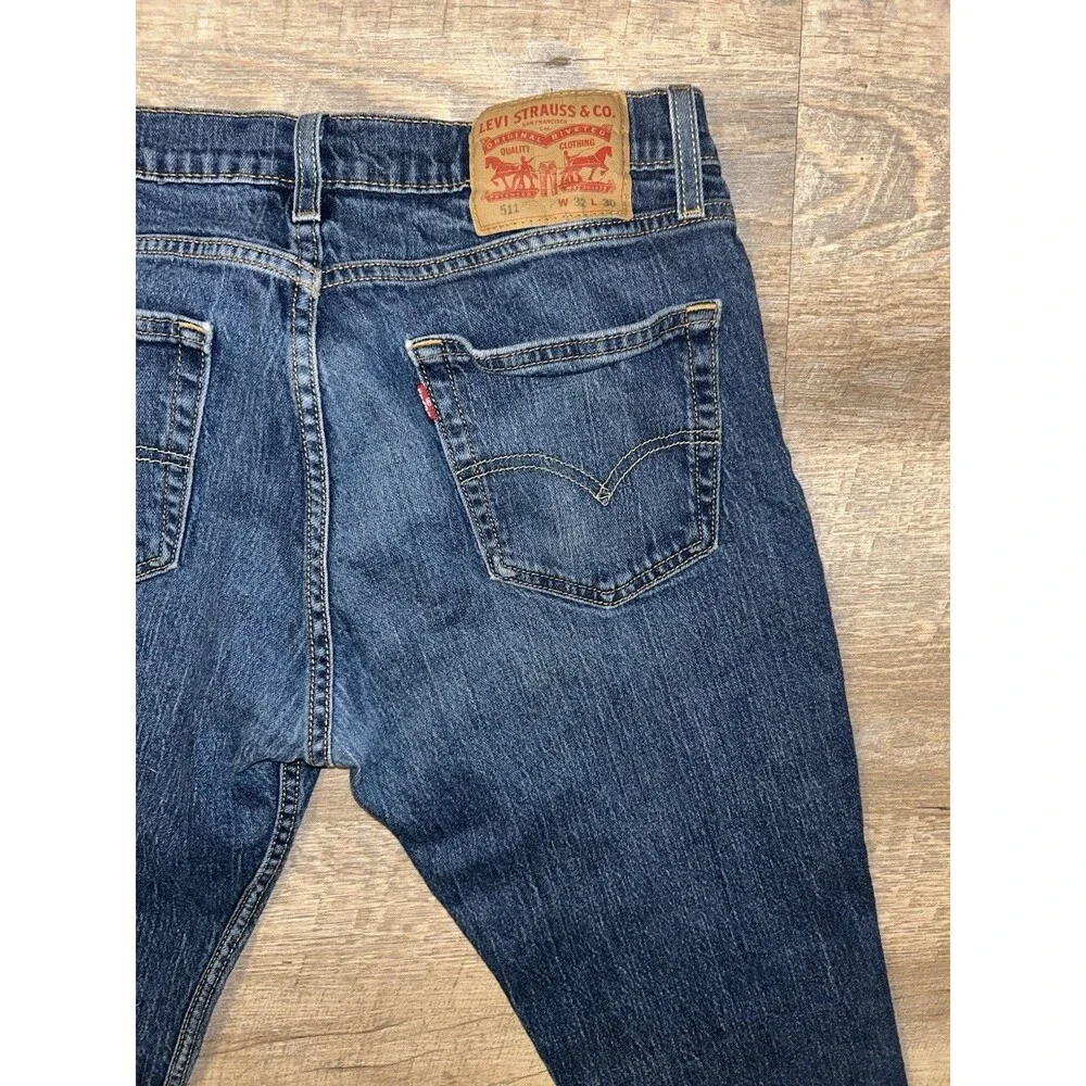 Levi's 511 Slim Fit Men's Jeans W32 L30 Dark Wash Denim Pants Blue